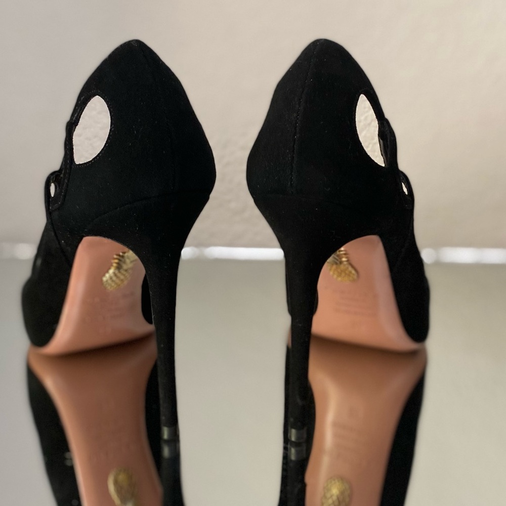 Aquazzura Black Suede Pointed-Toe Stiletto Pumps - Picture 7 of 10